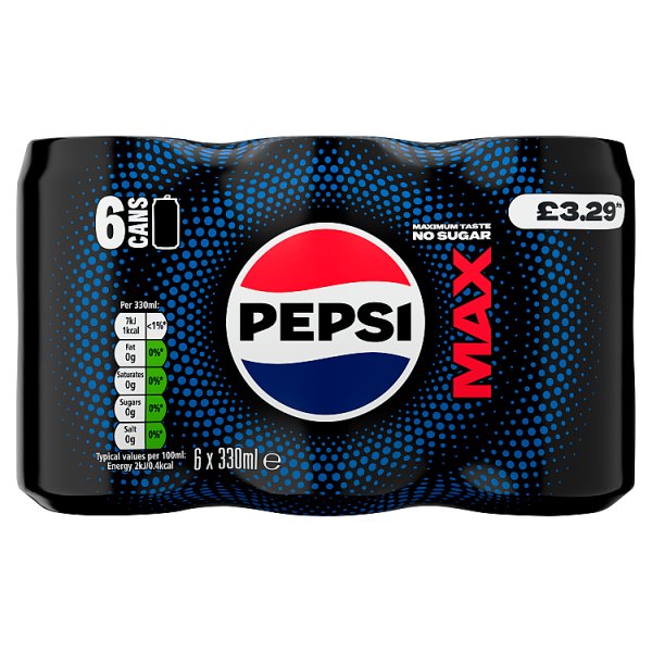Pepsi Max PMP 330ml Cans x 6 (4 x 6x330ml)
