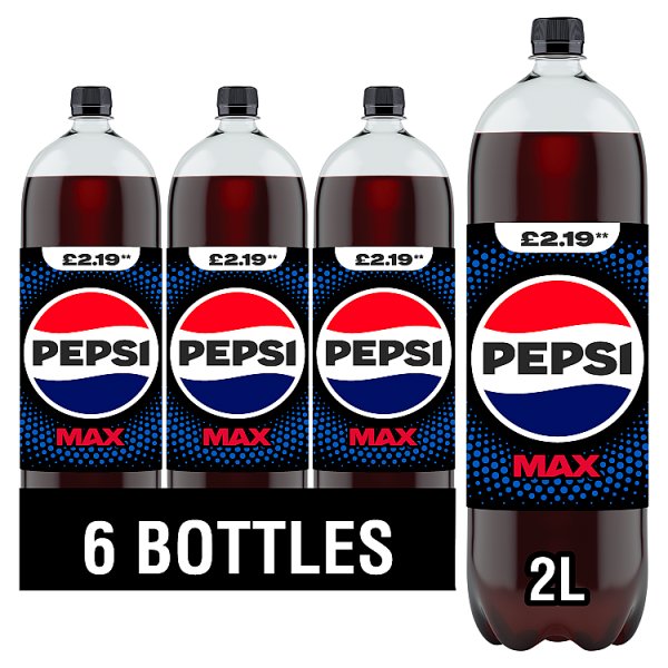 Pepsi Max No Sugar Cola PMP Bottle 2L  (6 x 2ltr)