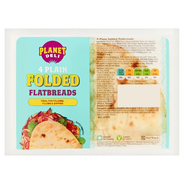 Planet Deli 4 Folded Flatbreads (1 x 200g)