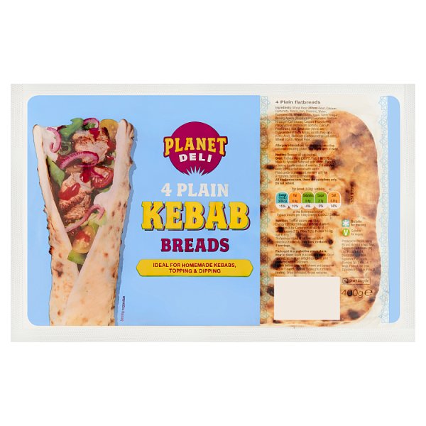 Planet Deli 4 Plain Kebab Breads 400g (8 x 400g)