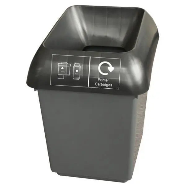 30L Recycling Bin with Black Lid & Printer Cartridge Logo - Honesty Sales