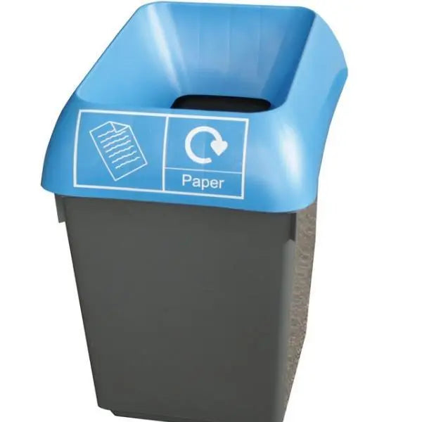 30L Recycling Bin with Blue Lid & Paper Logo - Honesty Sales