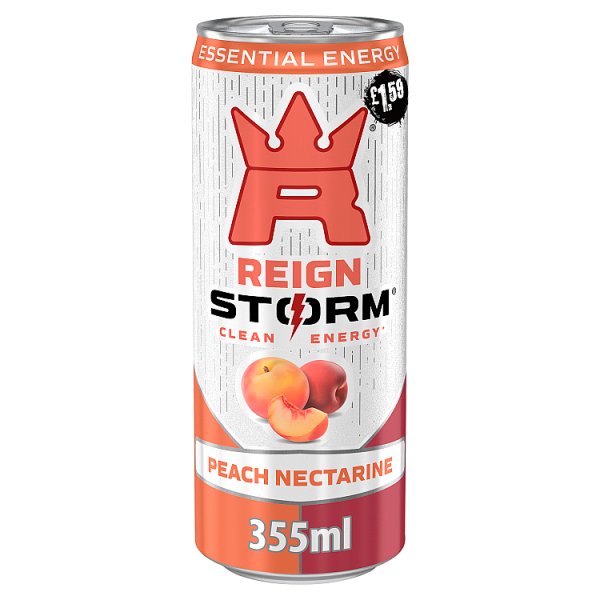 Reign Storm Peach Nectarine Clean Energy Drink 355ml (12 x 355ml)