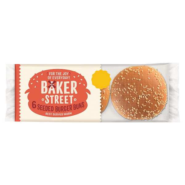 Baker Street 6 Pre-Sliced Seeded Burger Buns (10 x 6s)