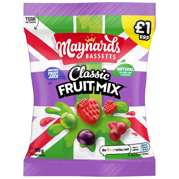 Maynards Bassetts Classic Fruit Mix Jelly 100g (10 x 110g)