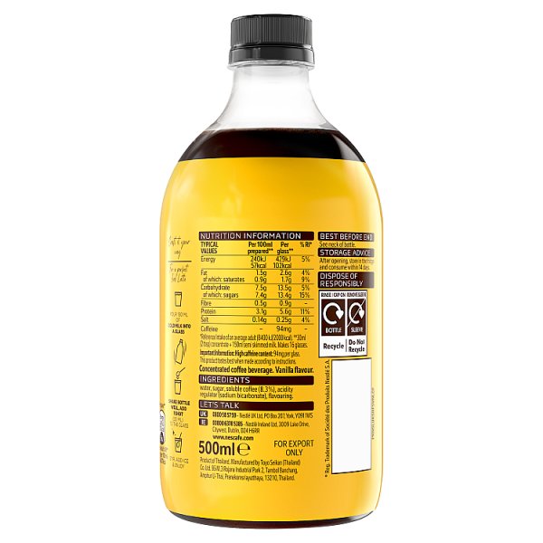 Nescafe Iced Coffee Espresso Concentrated Vanilla Flavour 500ml  (1 x 500ml)