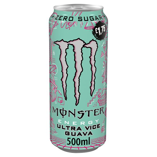 Monster Energy Drink Ultra Vice Guava Zero Sugar 500ml Can (12 x 500ml)