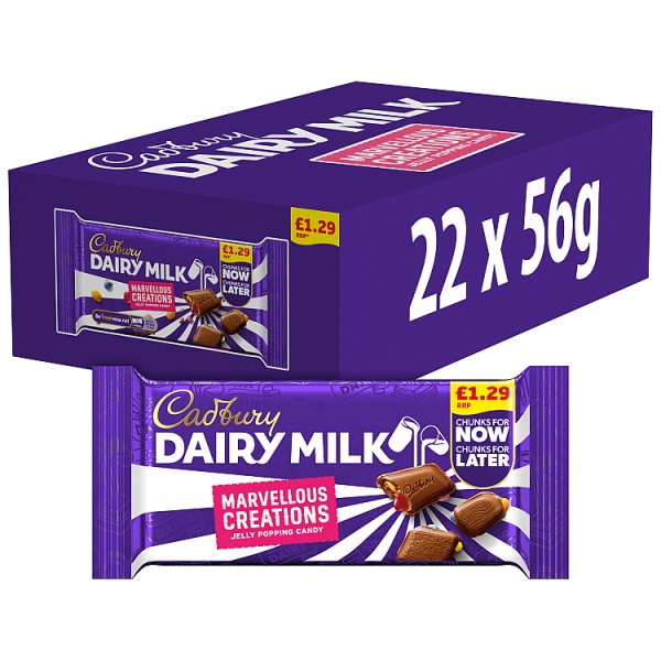 Cadbury Dairy Milk Marvellous Creations Jelly Popping Candy Chocolate 56g (22 x 56g)