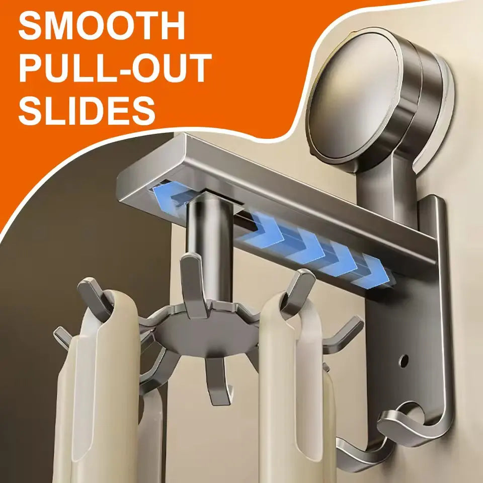 360° Swivel Wall Hangers Kitchen 10 Piece Hooks Rack No-Punching Kitchen Utensils Shovel Chopping Board Storage Stainless Steel  Honesty Sales U.K