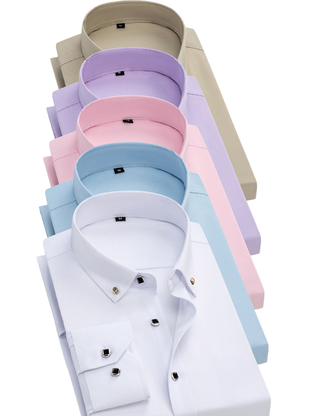 5-Pack Men’s Long Sleeve Dress Shirts – Solid Colors, Button-Down, Wrinkle-Resistant, All-Season Wear