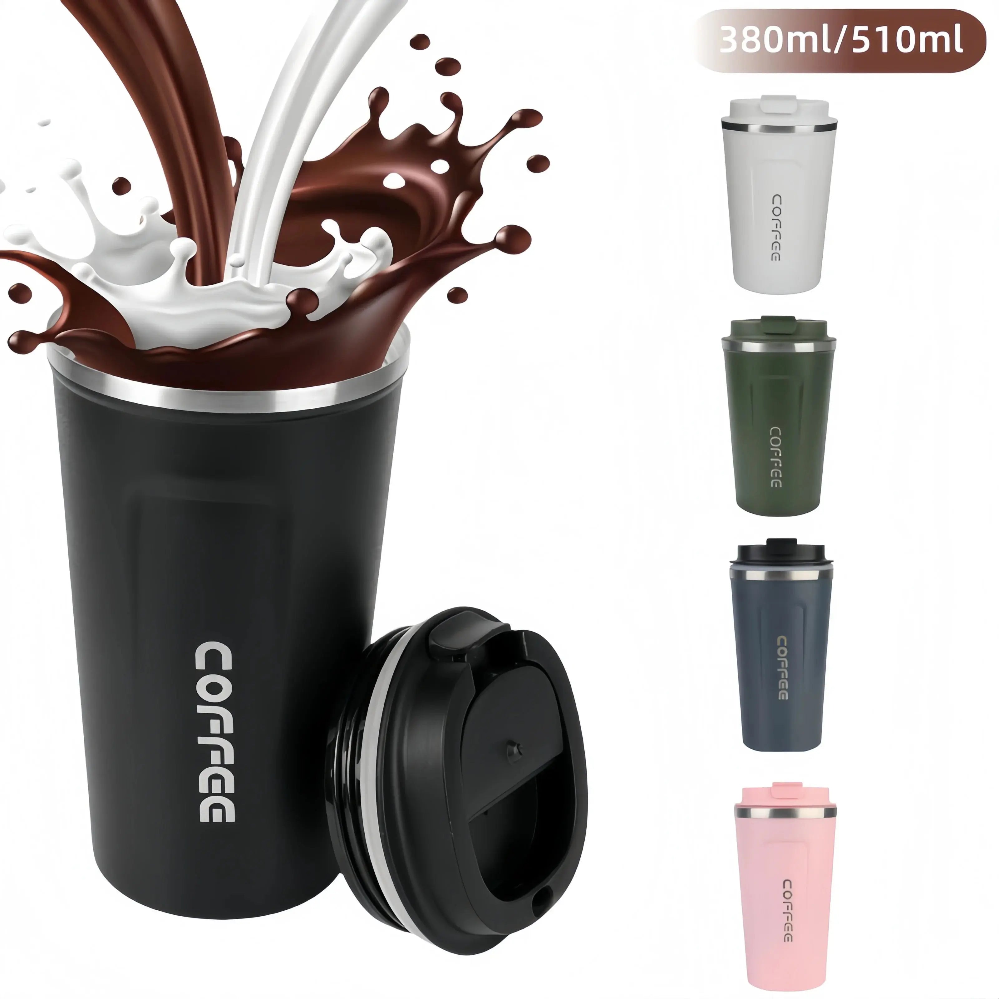 380/510ML Leakproof Travel Thermo Cup for Tea Water Coffee Cup Double-layer Insulation Cold And Hot Thermo Cafe Thermos Mug  Honesty Sales U.K