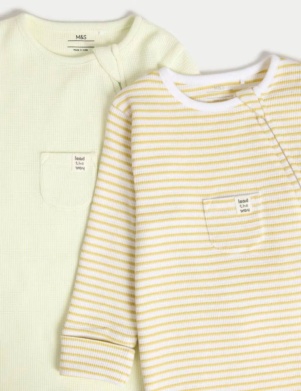 3pk Pure Cotton Waffle Zip Sleepsuits (6½lbs - 3 Yrs) - Honesty Sales