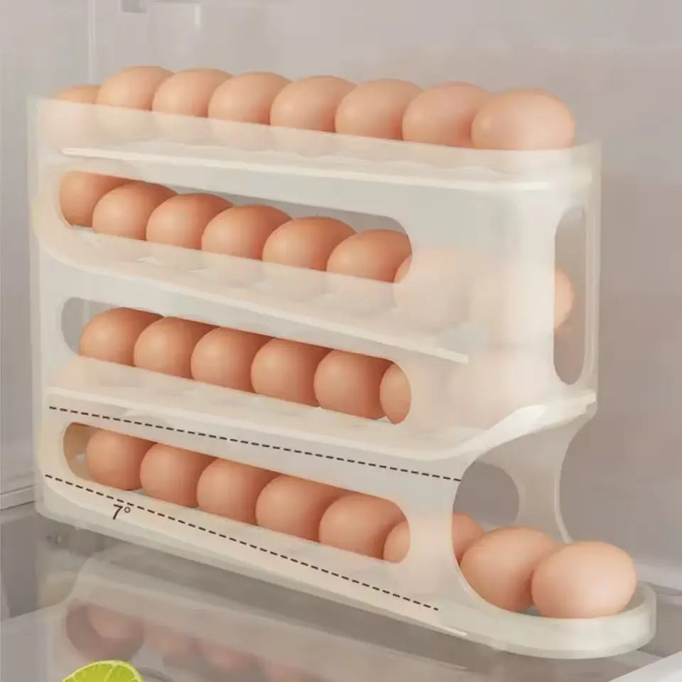4 Layers Automatic Rolling Egg Holder Rack Fridge Egg Storage Box Container Kitchen Refrigerator Egg Dispenser Fridge Organizer  Honesty Sales U.K Hauptbild