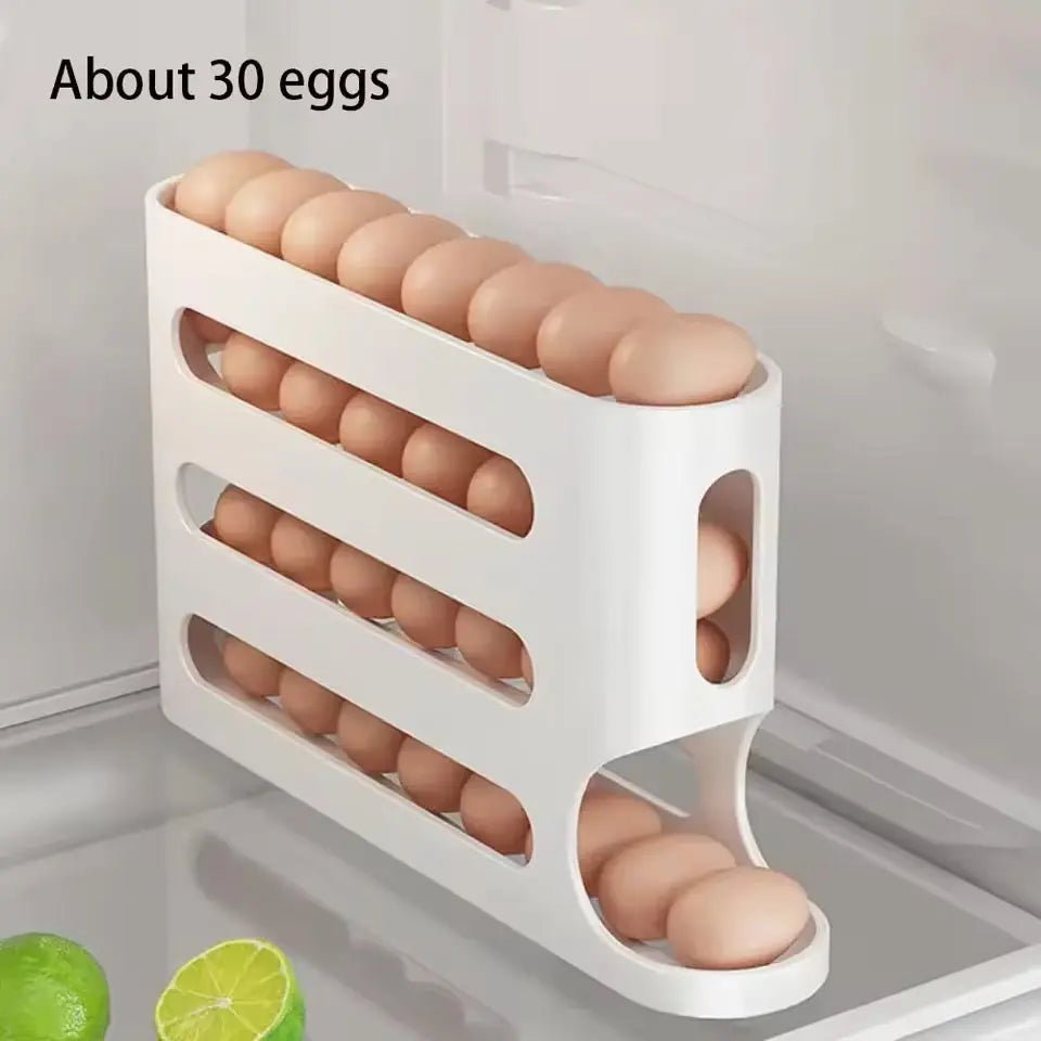 4 Layers Automatic Rolling Egg Holder Rack Fridge Egg Storage Box - Honesty Sales