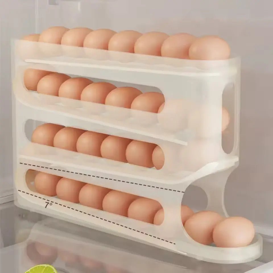 4 Layers Automatic Rolling Egg Holder Rack Fridge Egg Storage Box - Honesty Sales