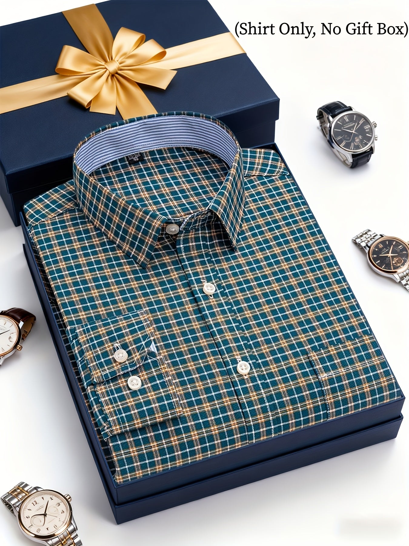 Pure  Men's Single Cuff Shirt, Plaid Design for Dating and Business