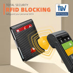 Men’s Carbon Fiber RFID Blocking Wallet – Ultra-Thin Minimalist Bifold Front Pocket Card Holder with Coin Purse