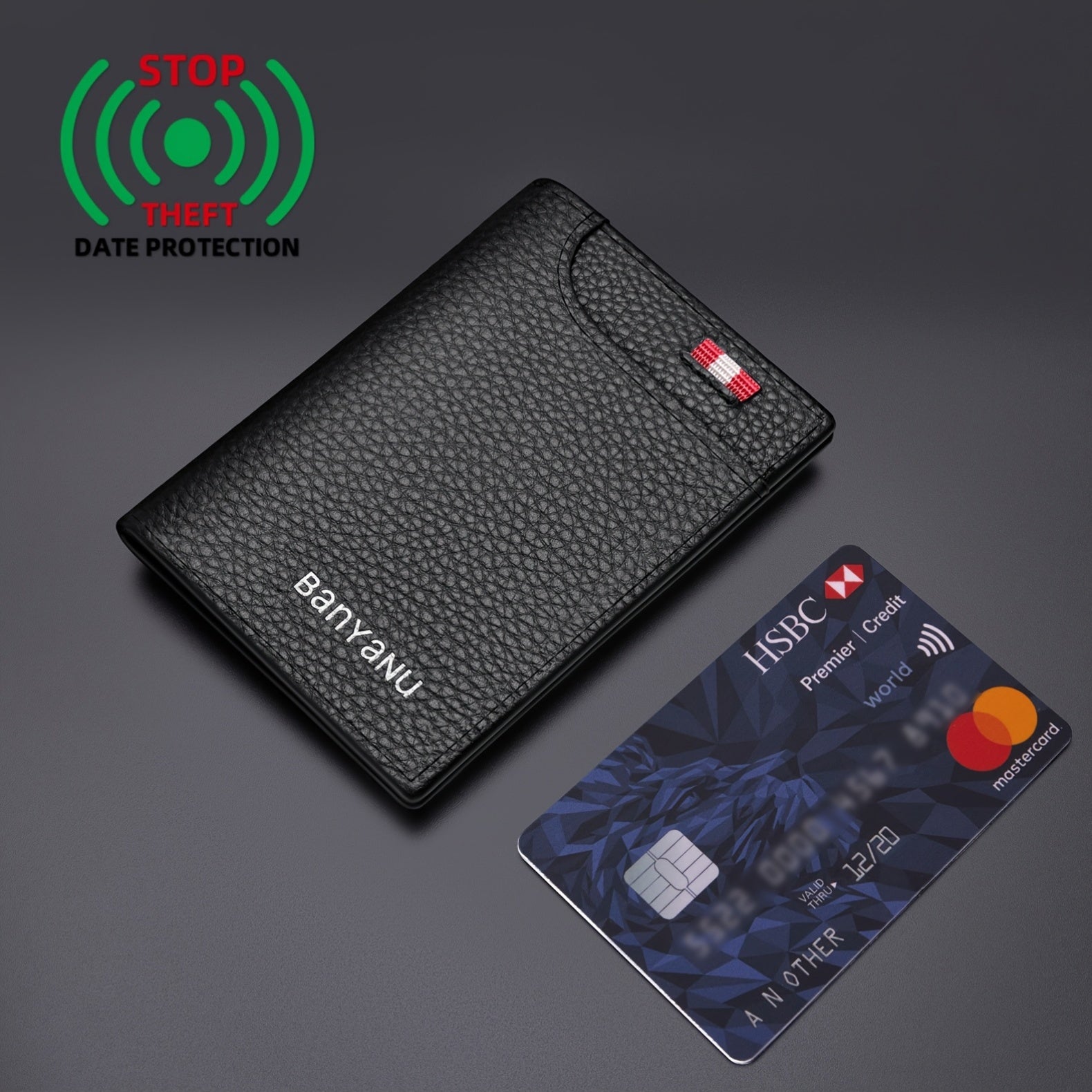 Men'S Card Holder with RFID Blocking, Ultra-Thin Design Featuring a Total of 6 Card Slots