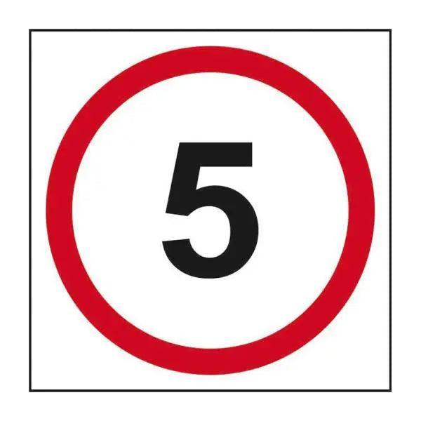 5 Mph Speed Limit Road Sign, 1.2mm Recyclable Polypropylene, W400mm x H400mm - Honesty Sales