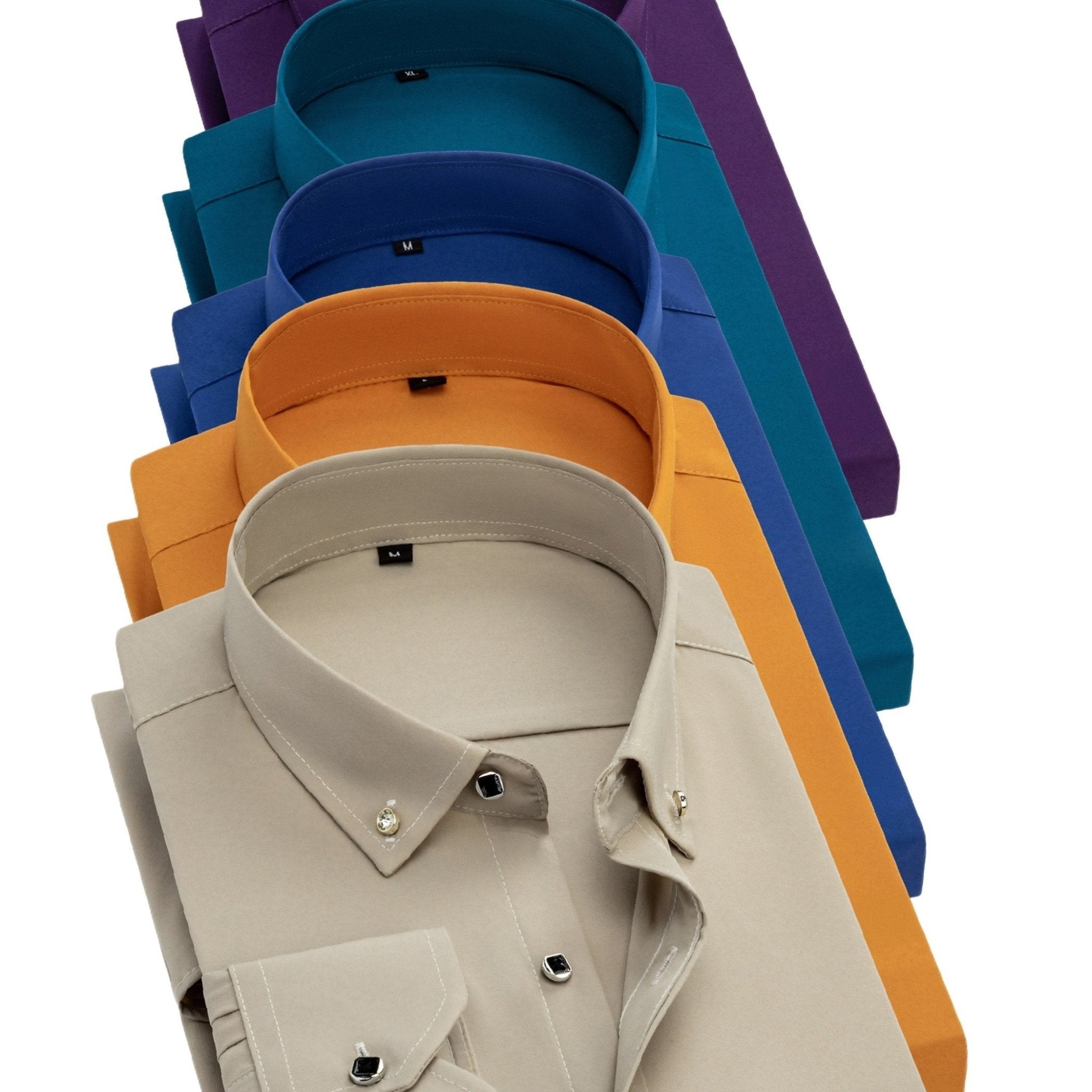 5 - Pack Men’s Long Sleeve Dress Shirts – Solid Colors, Button - Down, Wrinkle - Resistant, All - Season Wear - Honesty Sales