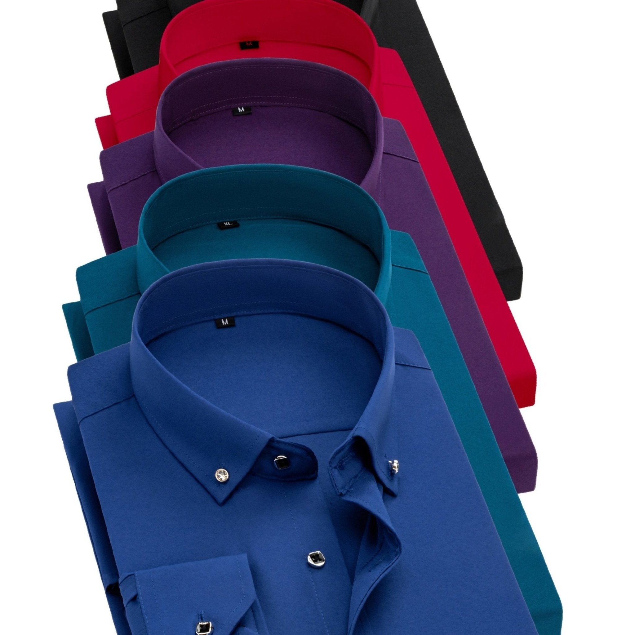 5 - Pack Men’s Long Sleeve Dress Shirts – Solid Colors, Button - Down, Wrinkle - Resistant, All - Season Wear - Honesty Sales