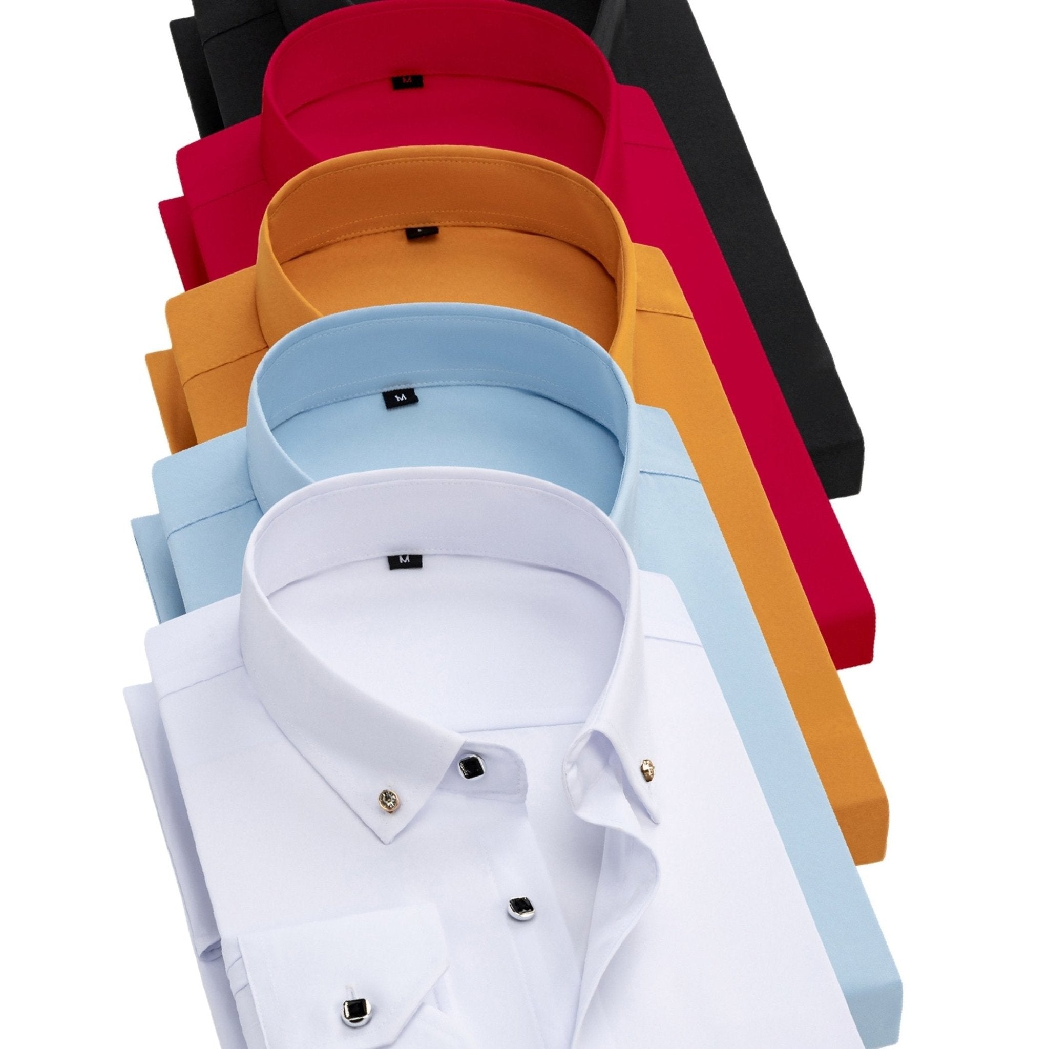 5 - Pack Men’s Long Sleeve Dress Shirts – Solid Colors, Button - Down, Wrinkle - Resistant, All - Season Wear - Honesty Sales