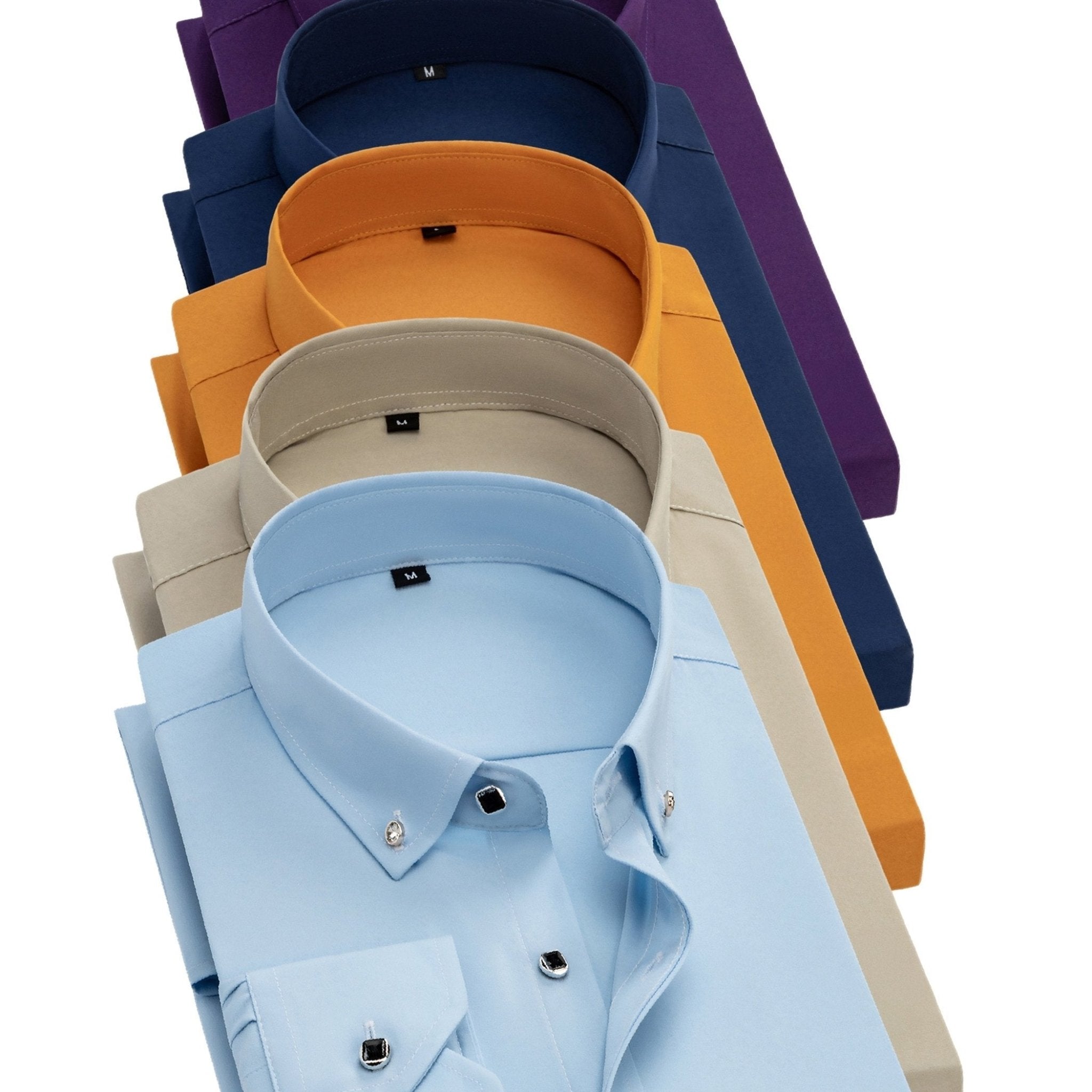 5 - Pack Men’s Long Sleeve Dress Shirts – Solid Colors, Button - Down, Wrinkle - Resistant, All - Season Wear - Honesty Sales