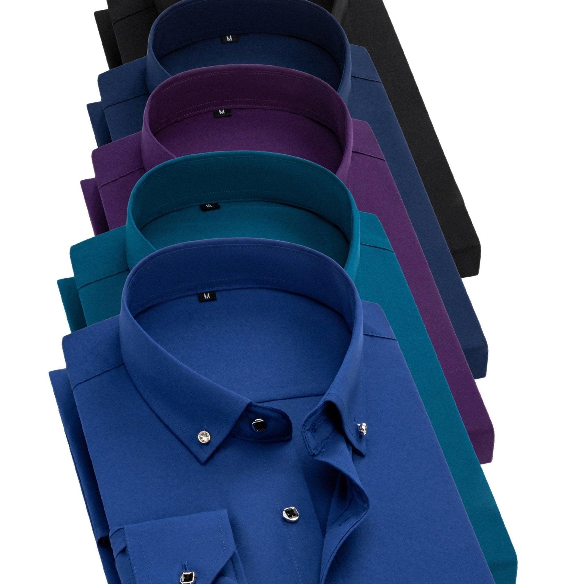 5 - Pack Men’s Long Sleeve Dress Shirts – Solid Colors, Button - Down, Wrinkle - Resistant, All - Season Wear - Honesty Sales