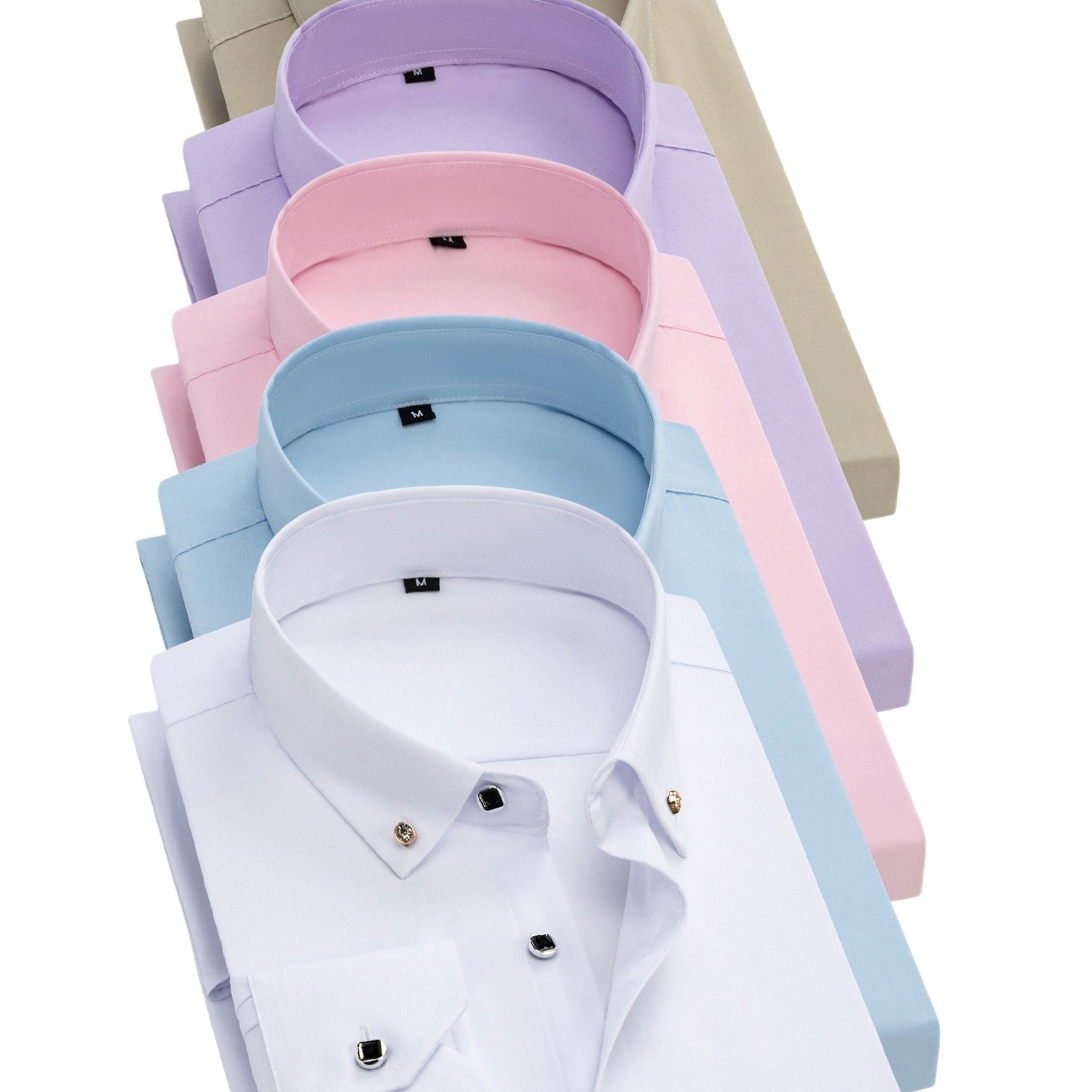 5 - Pack Men’s Long Sleeve Dress Shirts – Solid Colors, Button - Down, Wrinkle - Resistant, All - Season Wear - Honesty Sales