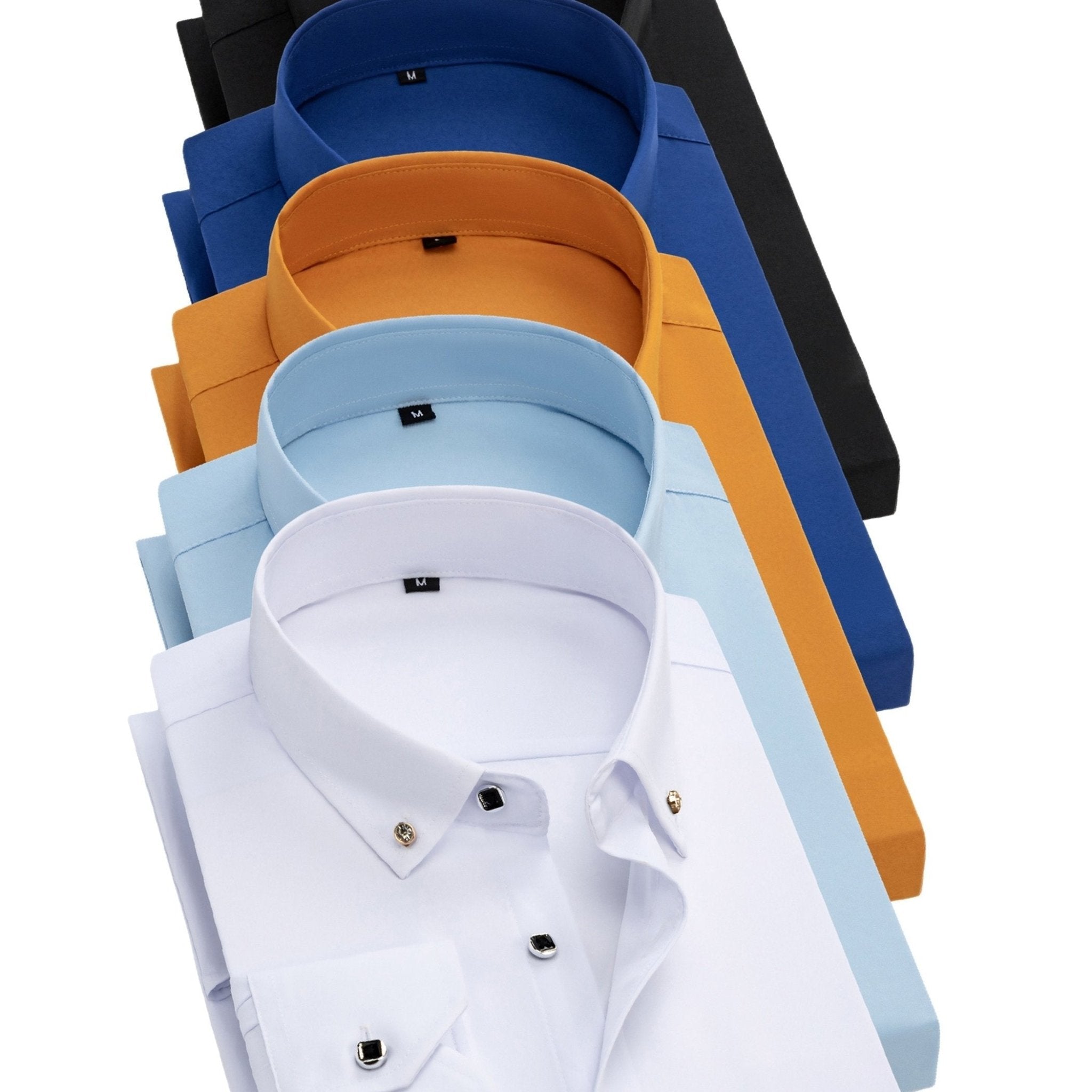 5 - Pack Men’s Long Sleeve Dress Shirts – Solid Colors, Button - Down, Wrinkle - Resistant, All - Season Wear - Honesty Sales