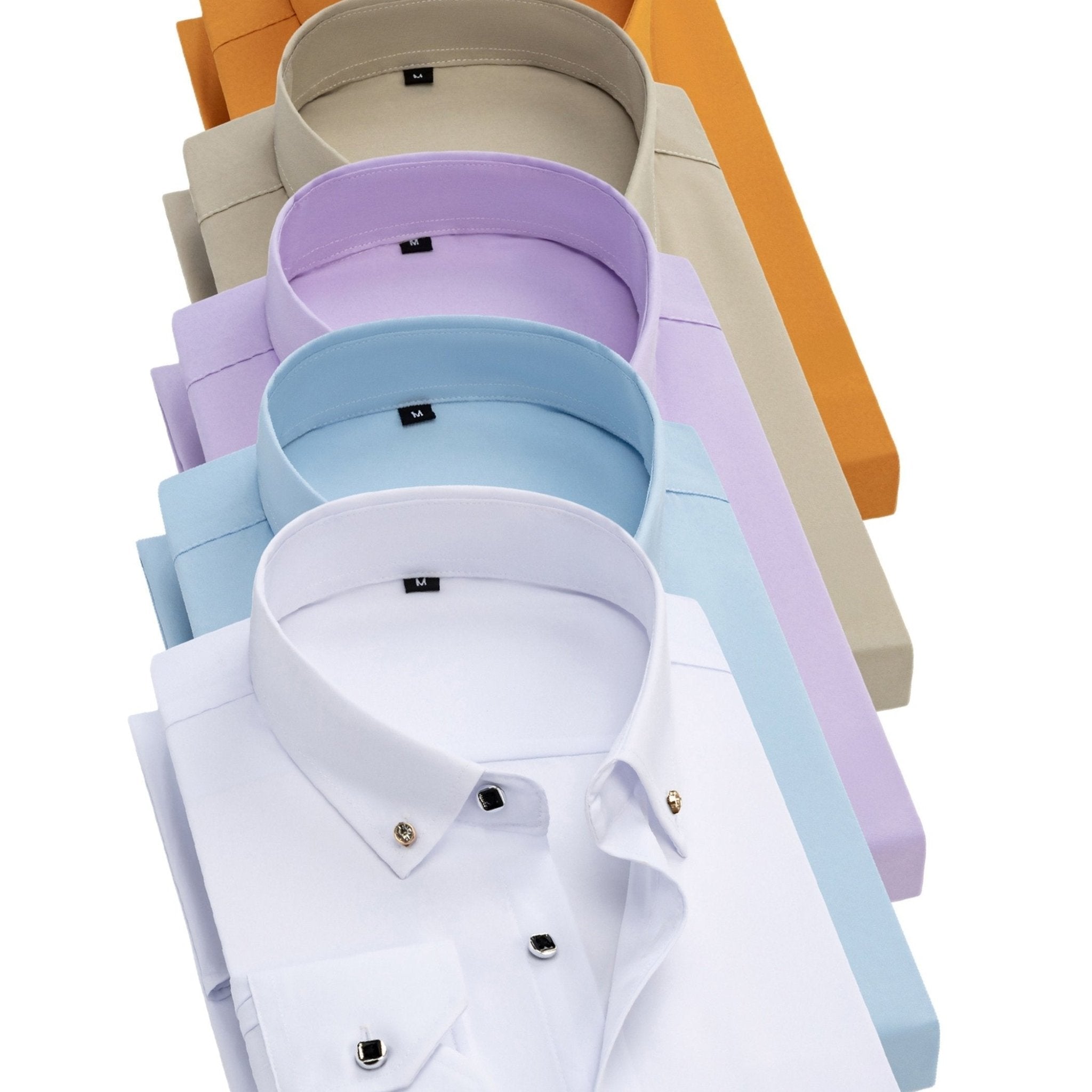 5 - Pack Men’s Long Sleeve Dress Shirts – Solid Colors, Button - Down, Wrinkle - Resistant, All - Season Wear - Honesty Sales