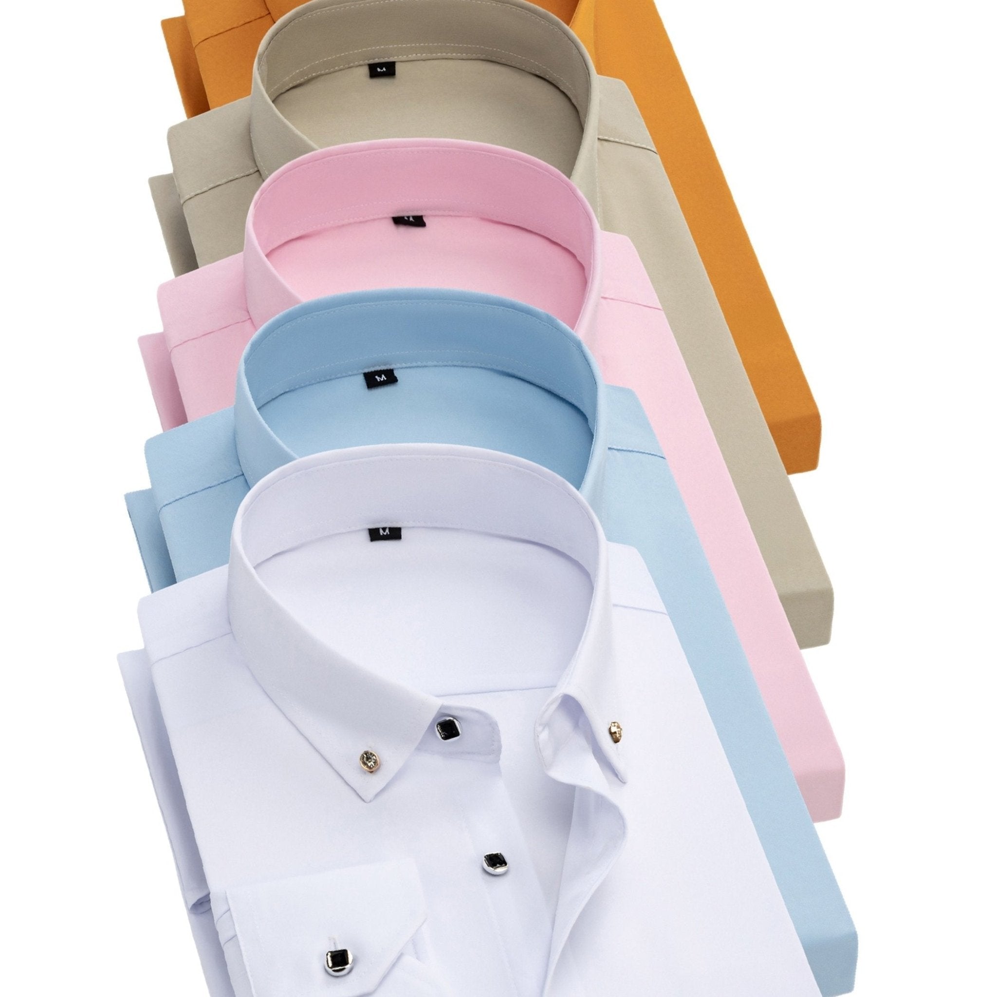 5 - Pack Men’s Long Sleeve Dress Shirts – Solid Colors, Button - Down, Wrinkle - Resistant, All - Season Wear - Honesty Sales