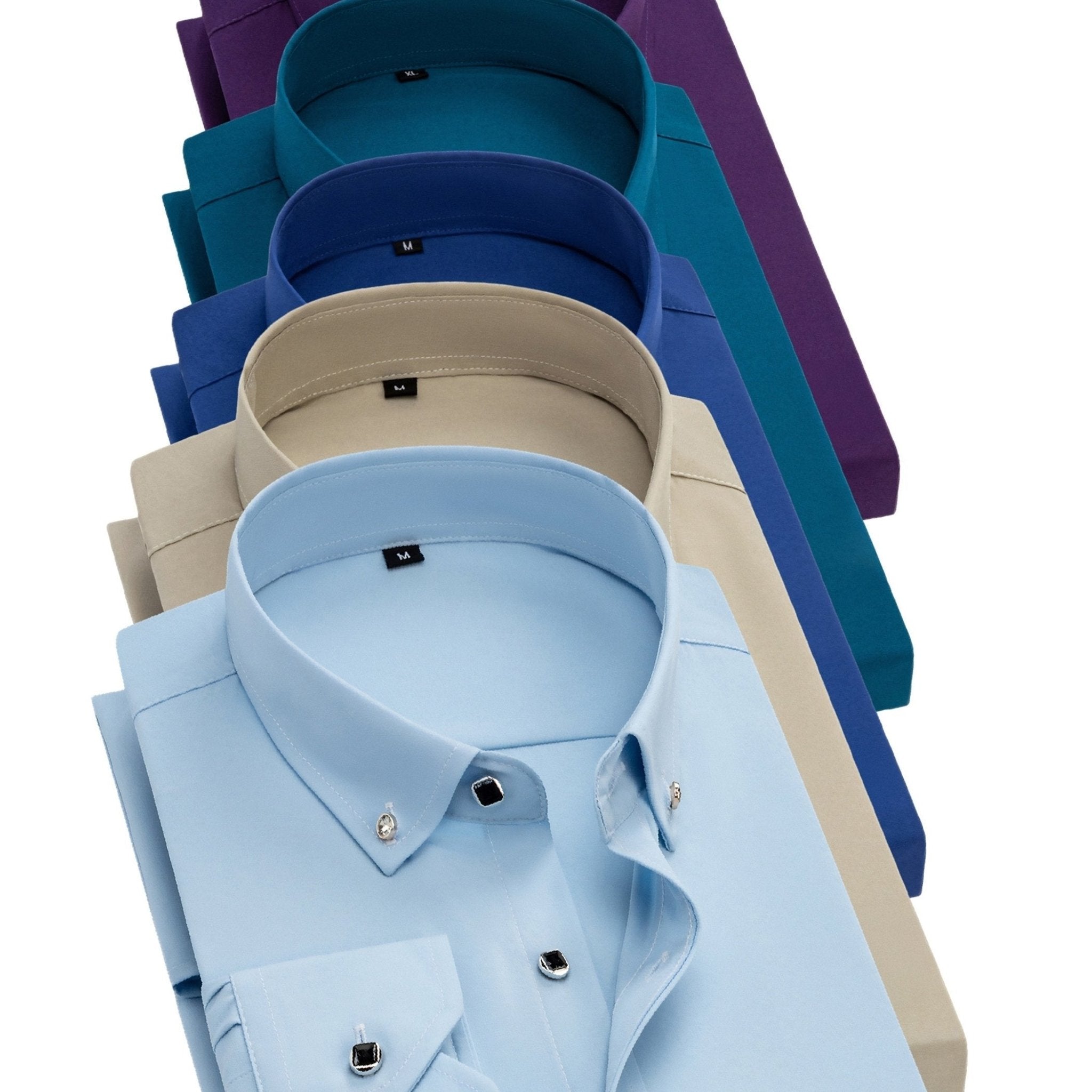 5 - Pack Men’s Long Sleeve Dress Shirts – Solid Colors, Button - Down, Wrinkle - Resistant, All - Season Wear - Honesty Sales