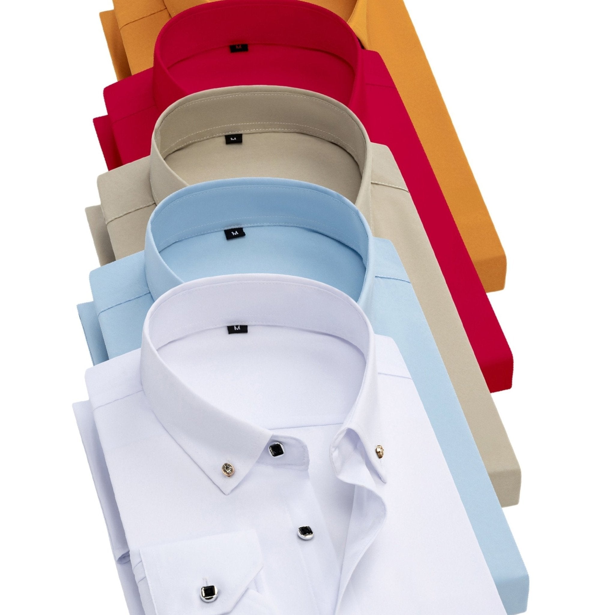 5 - Pack Men’s Long Sleeve Dress Shirts – Solid Colors, Button - Down, Wrinkle - Resistant, All - Season Wear - Honesty Sales