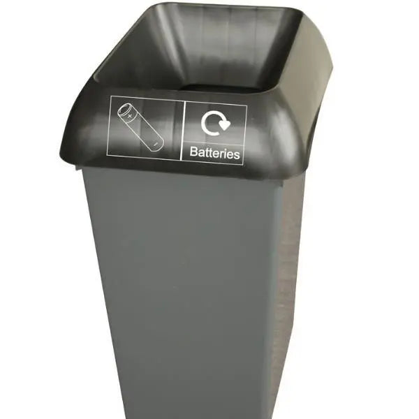 50L Recycling Bin with Black Lid & Batteries Logo - Honesty Sales