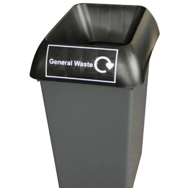 50L Recycling Bin with Black Lid & General Waste Logo - Honesty Sales