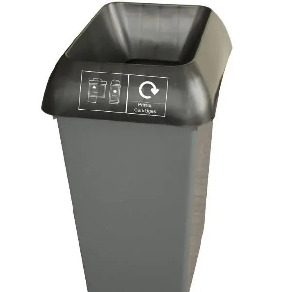 50L Recycling Bin with Black Lid & Printer Cartridge Logo - Honesty Sales
