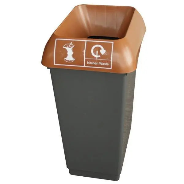 50L Recycling Bin with Brown Lid & Kitchen Waste Logo - Honesty Sales