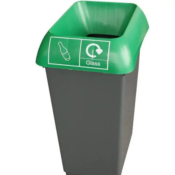 50L Recycling Bin with Green Lid & Glass Logo - Honesty Sales Main image