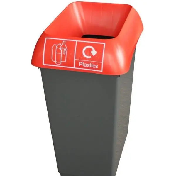 50L Recycling Bin with Red Lid & Plastics Logo - Honesty Sales Image principale du produit
