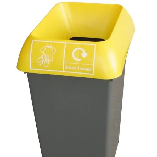 50L Recycling Bin with Yellow Lid & Textiles Logo - Honesty Sales Image principale du produit