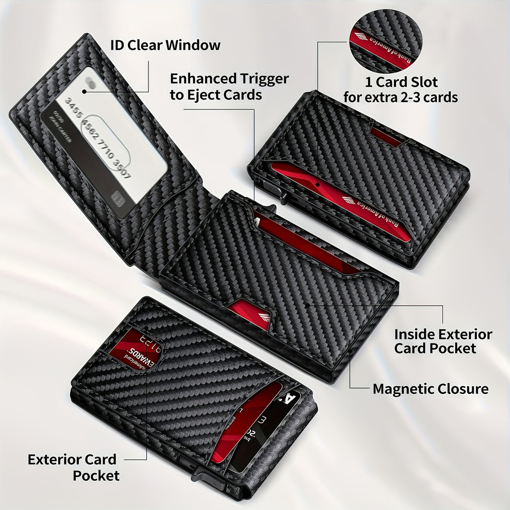 A Sleek Bifold Pop-Up Wallet, Ultra-Thin Leather Slot for Credit Cards, Designed for Business And Tactical Use.