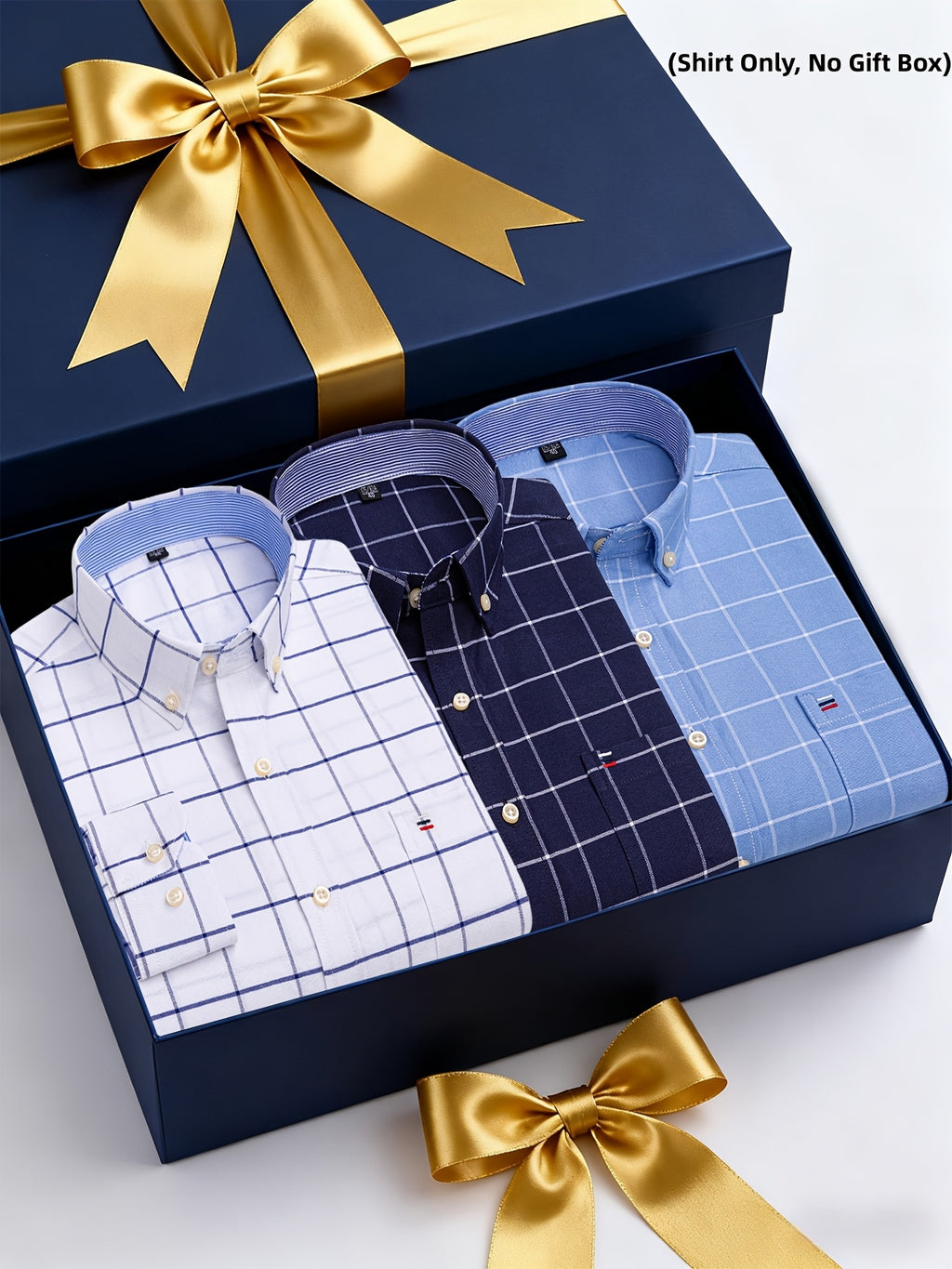 3-Pack Men’s Long-Sleeve Oxford Shirts – Embroidered Chest Pocket, Business Casual Essentials