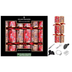 6 x 13.5" Deluxe Red & Gold Robin Crackers - Honesty Sales