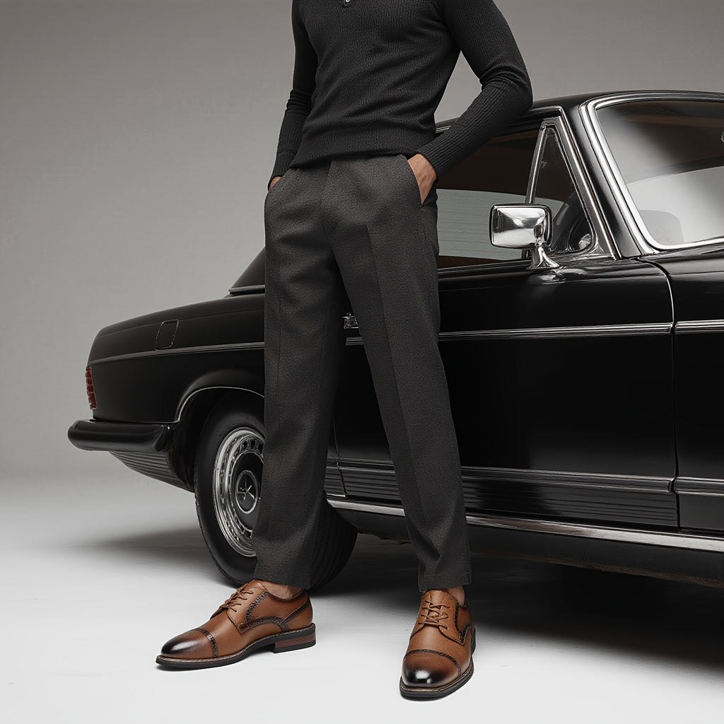 Men’s Vintage British Brogue Shoes – Distressed Leather, Classic Casual & Business Wear