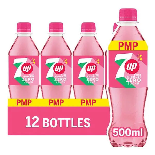 7Up Zero Sugar Pink Lemonade PMP Bottle 500ml (Case of 12)  Honesty Sales U.K