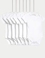 7pk Pure Cotton Short Sleeve Bodysuits (5lbs-3 Yrs) Honesty Sales