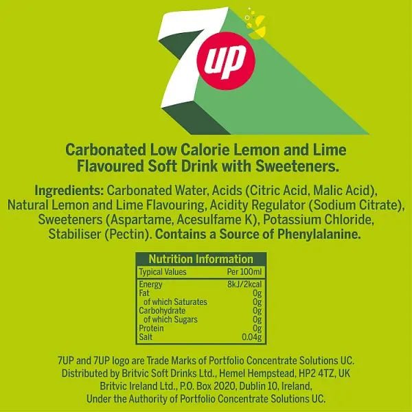 7UP Zero Sugar Free Lemon & Lime Bottles PMP 6 x 2L (Case of 6) - Honesty Sales