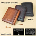 Men’s Genuine Leather Trifold Wallet – First-Layer Cowhide RFID Blocking with Multiple Card Slots & Money Clip