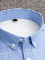 Men’s Thickened Winter Dress Shirt – Button-Front, Easy-Care Business Casual, Classic Collar